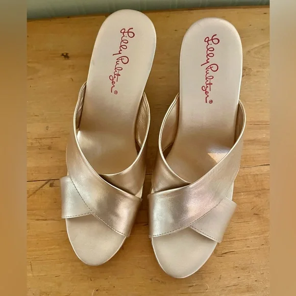 Lilly Pulitzer Metallic Gold Mules - Picture 1 of 7